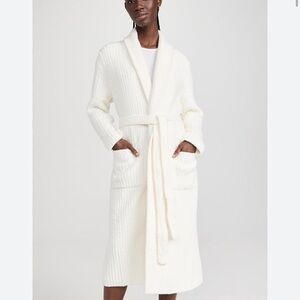 Barefoot Dreams Cream CozyChic Robe size 3 ribbed robe cream white